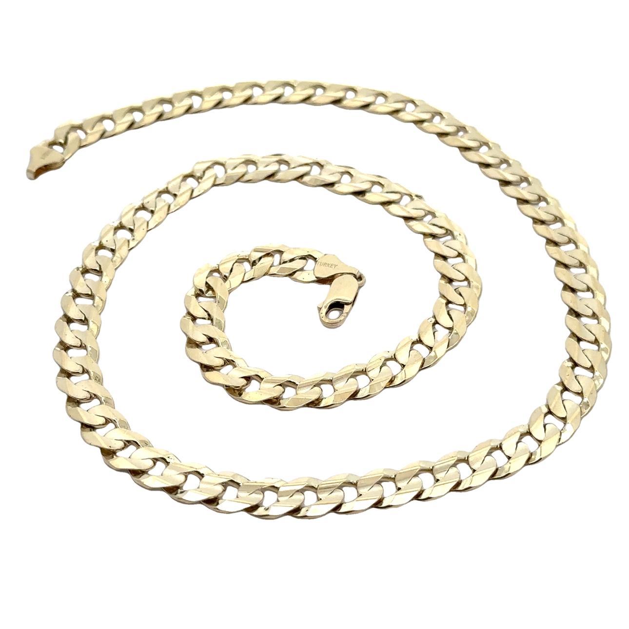 Collier à maillons cubains large 22 pouces en or jaune massif 10 carats finition polie en vente 2