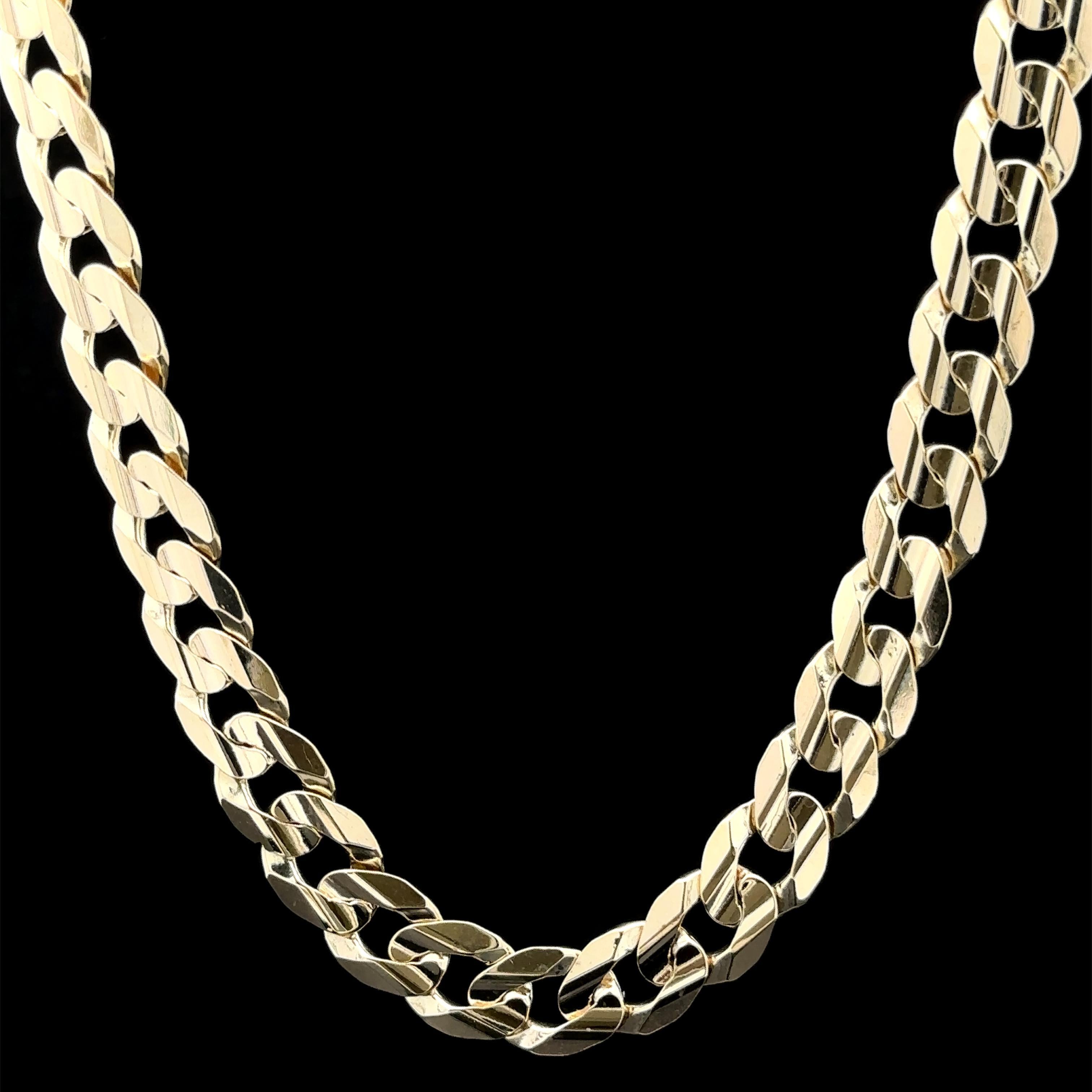 Collier à maillons cubains large 22 pouces en or jaune massif 10 carats finition polie en vente 4