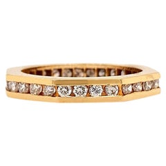 Solid 14 Karat Gold Natural Diamond Geometric Eternity Band 0.80 Carat 3.2g Solid 14 Karat Gold Natural Diamond Geometric Eternity Band 0.80 Carat 3.2g