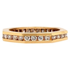 Solid 14 Karat Gold Natural Diamond Geometric Eternity Band 0.80 Carat 3.2g