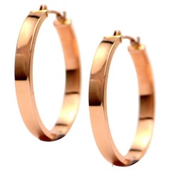 Solid 14 Karat Rose Gold Hoop Earrings, 1.9 Grams Excellent Condition