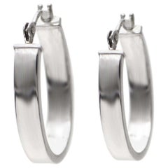 Solid 14 Karat White Gold Oval Huggie Hoops 1.1 Grams