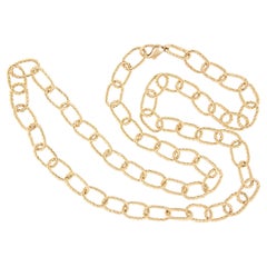 Solid 14 Karat Yellow Gold 31" Long Twisted Oval Link Necklace