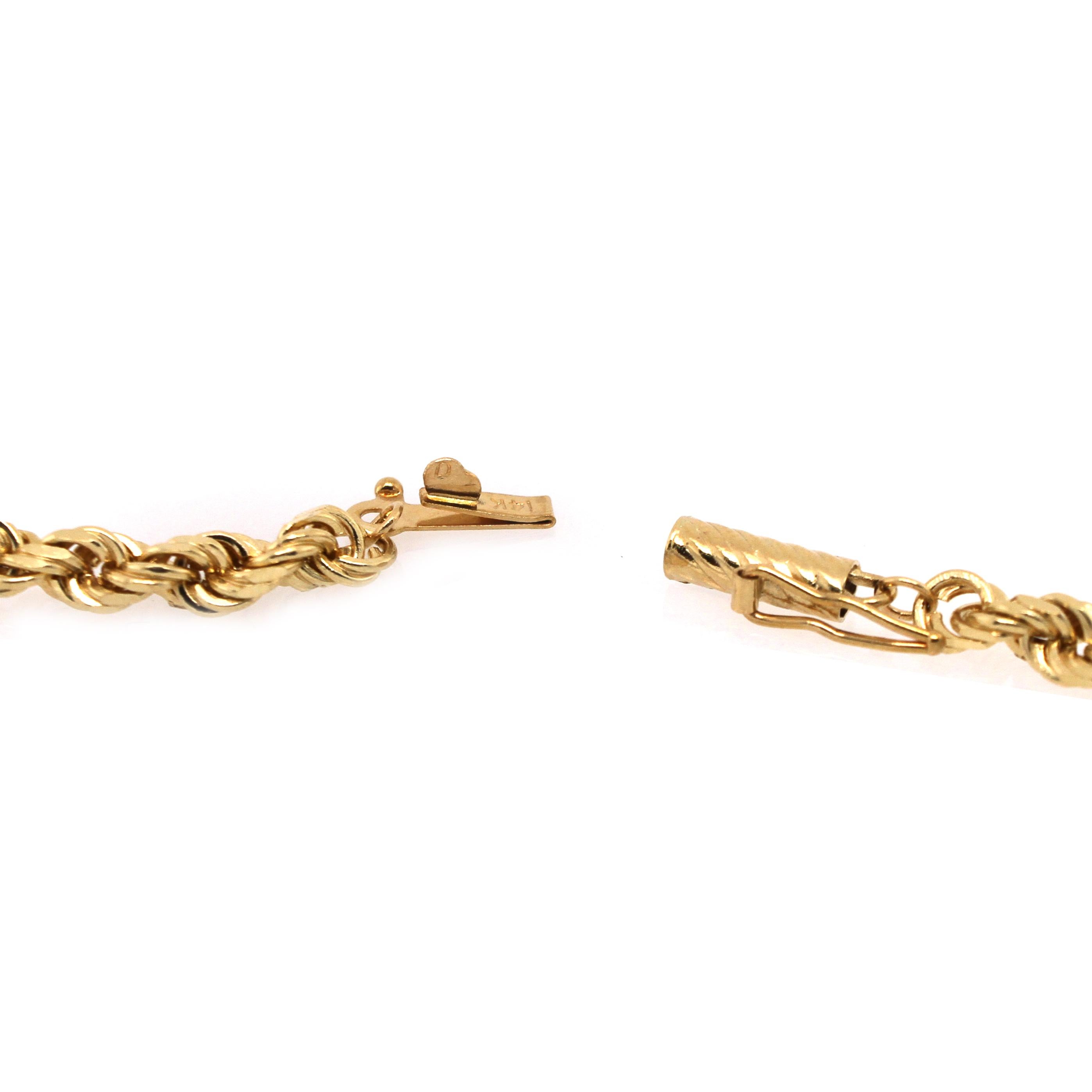 Collier à chaîne de 4 mm en or jaune massif 14 carats Unisexe en vente