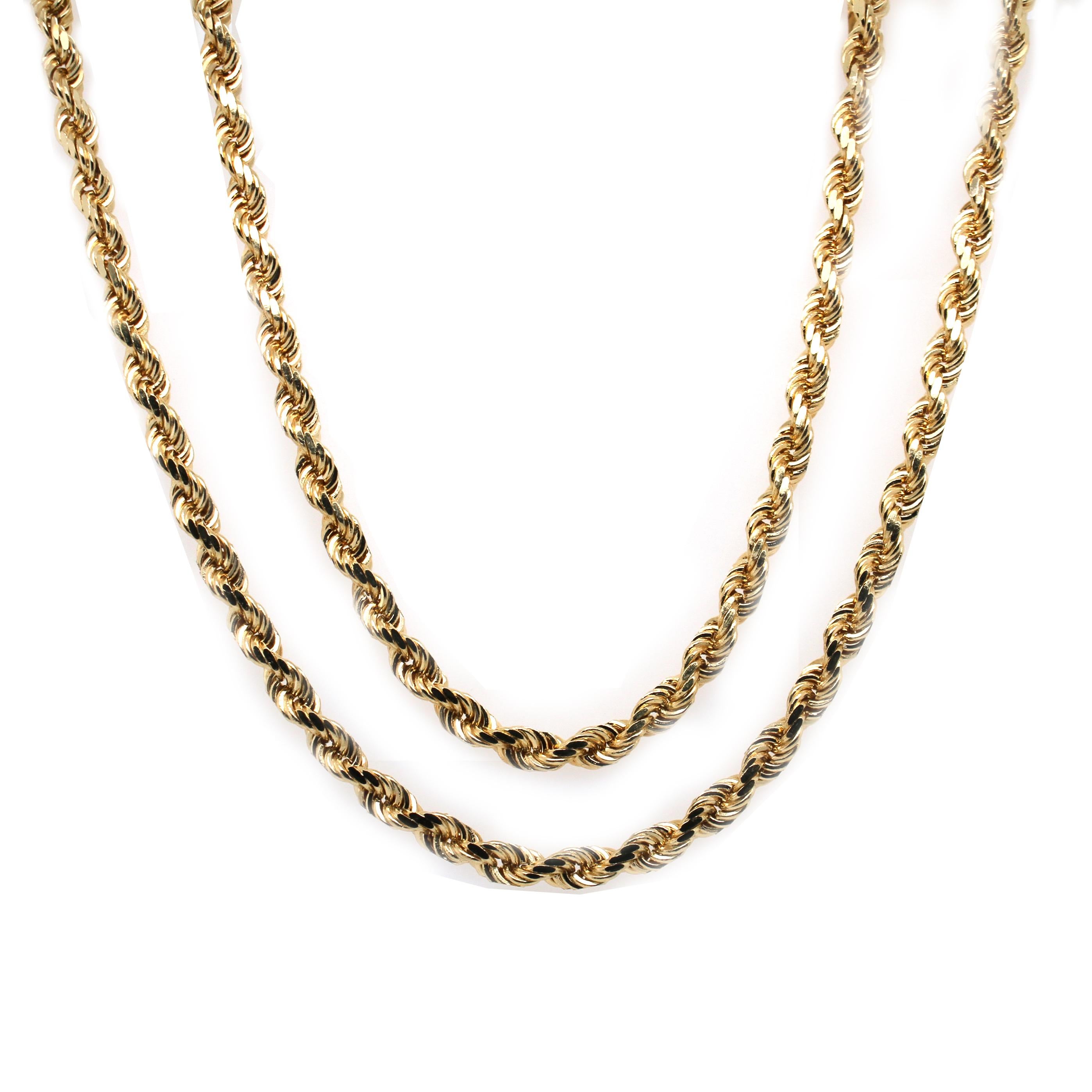 Collier à chaîne de 4 mm en or jaune massif 14 carats en vente 1