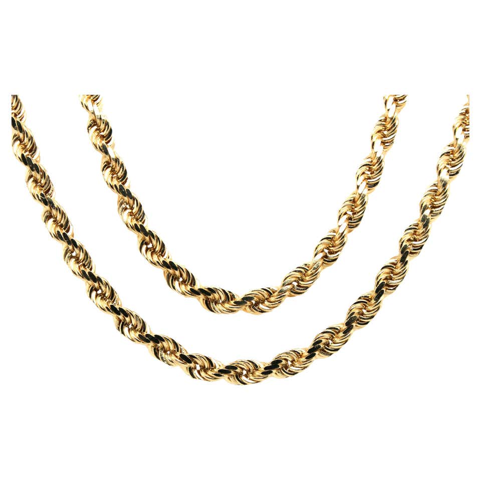 14k Yellow Gold 15.6g Solid 3mm Rope Chain Necklace 18" For Sale at 1stDibs