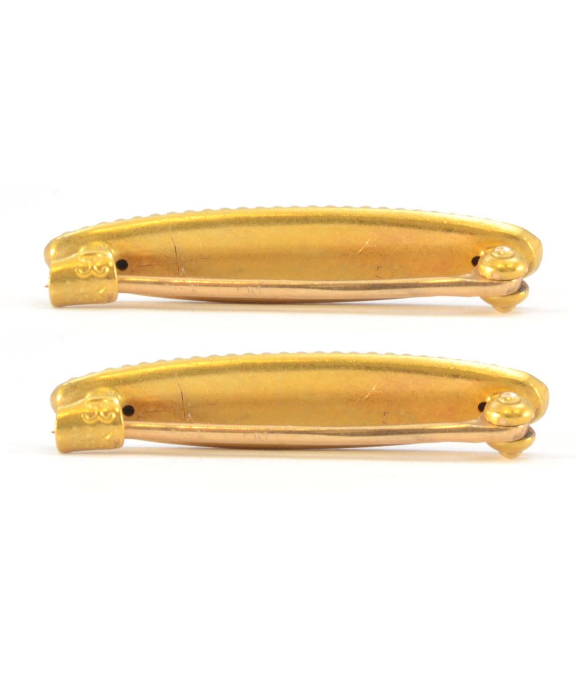 Women's or Men's Solid 14 Karat Yellow Gold Antique Engraved Lingerie Pin Set 1.8g