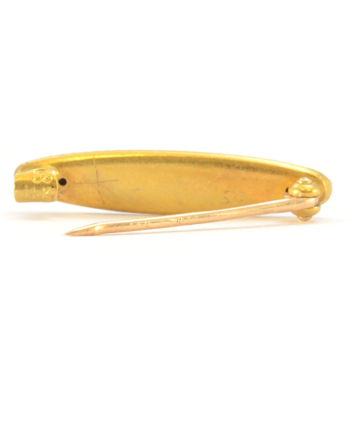 Solid 14 Karat Yellow Gold Antique Engraved Lingerie Pin Set 1.8g 1