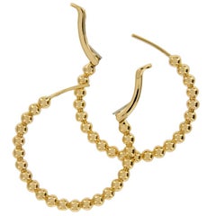 Solid 14 Karat Yellow Gold Beaded Hoop Earrings