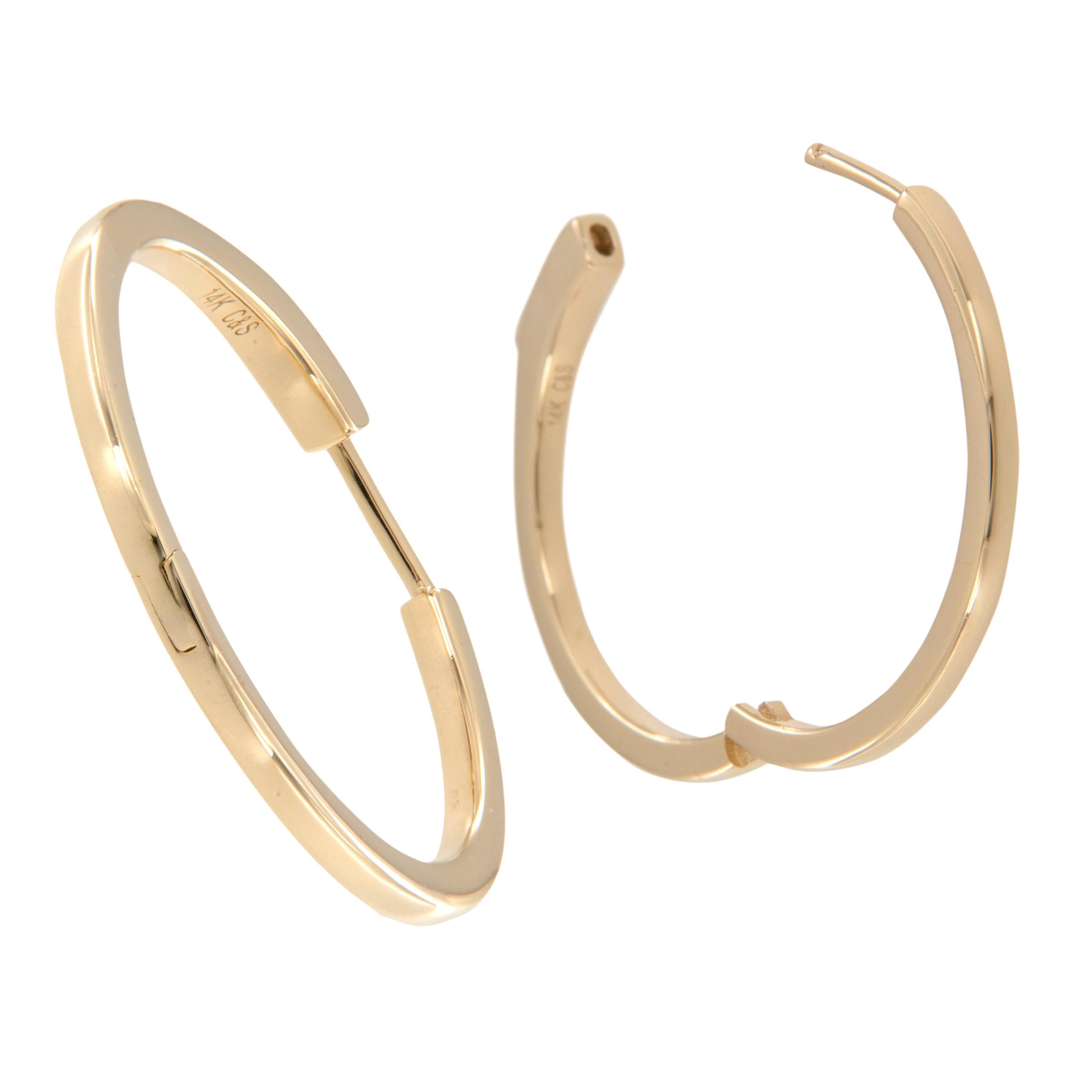 Massiv, 14 Karat Gelbgold Klassischer runder Ohrring im Zustand „Neu“ im Angebot in Troy, MI