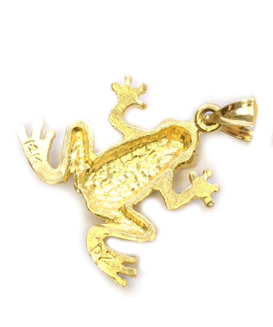Women's or Men's Solid 14 Karat Yellow Gold Frog Pendant/ Charm 2.0 Grams