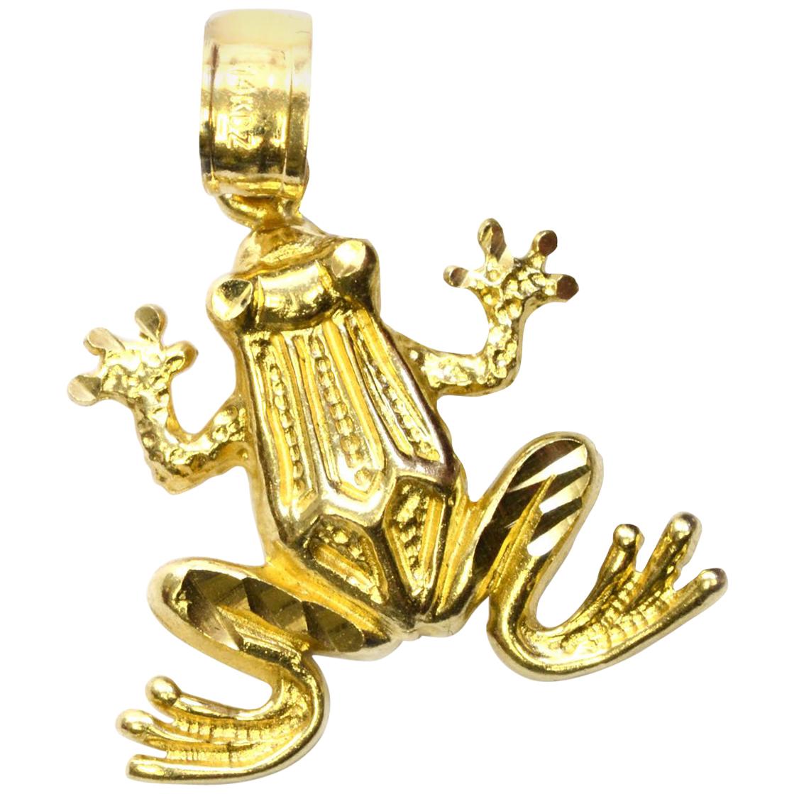 Solid 14 Karat Yellow Gold Frog Pendant/ Charm 2.0 Grams