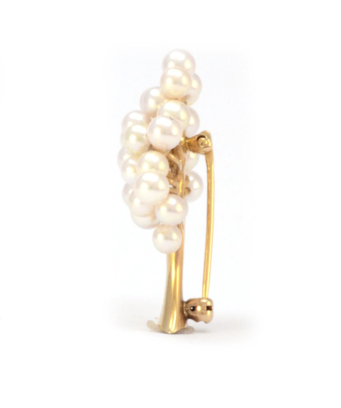 Women's or Men's Solid 14 Karat Yellow Gold Genuine Pearl Tree Pin