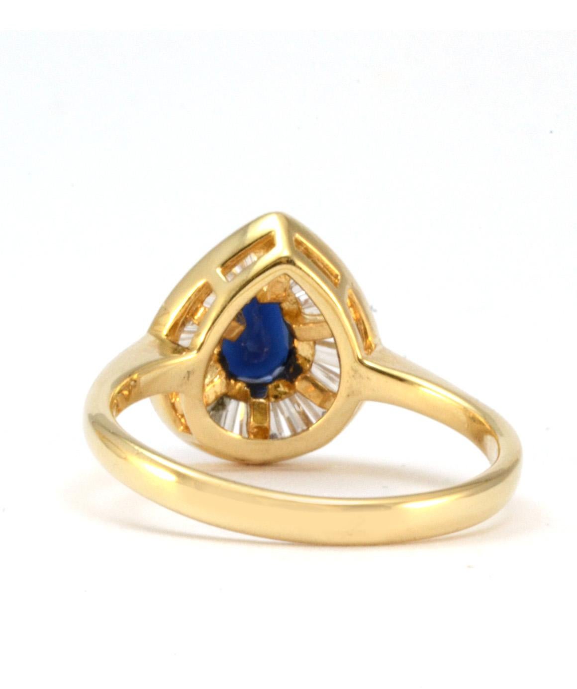 Solid 14 Karat Yellow Gold Genuine Sapphire and Natural Diamond Ring 1
