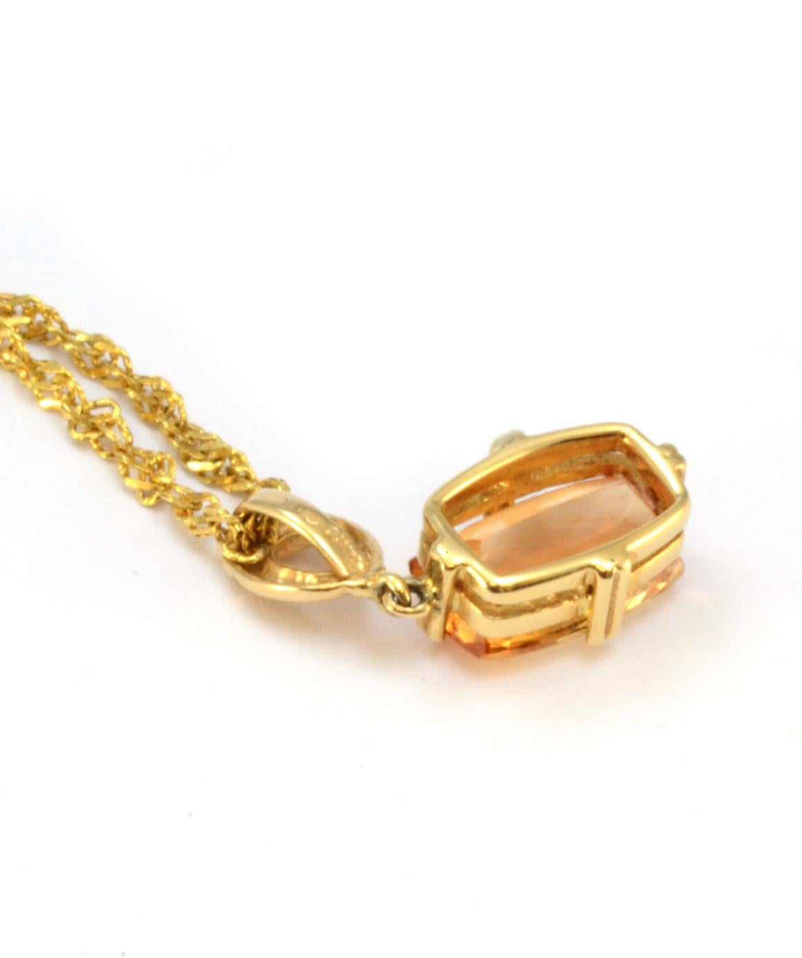 Women's or Men's Solid 14 Karat Yellow Gold Imperial Topaz Necklace