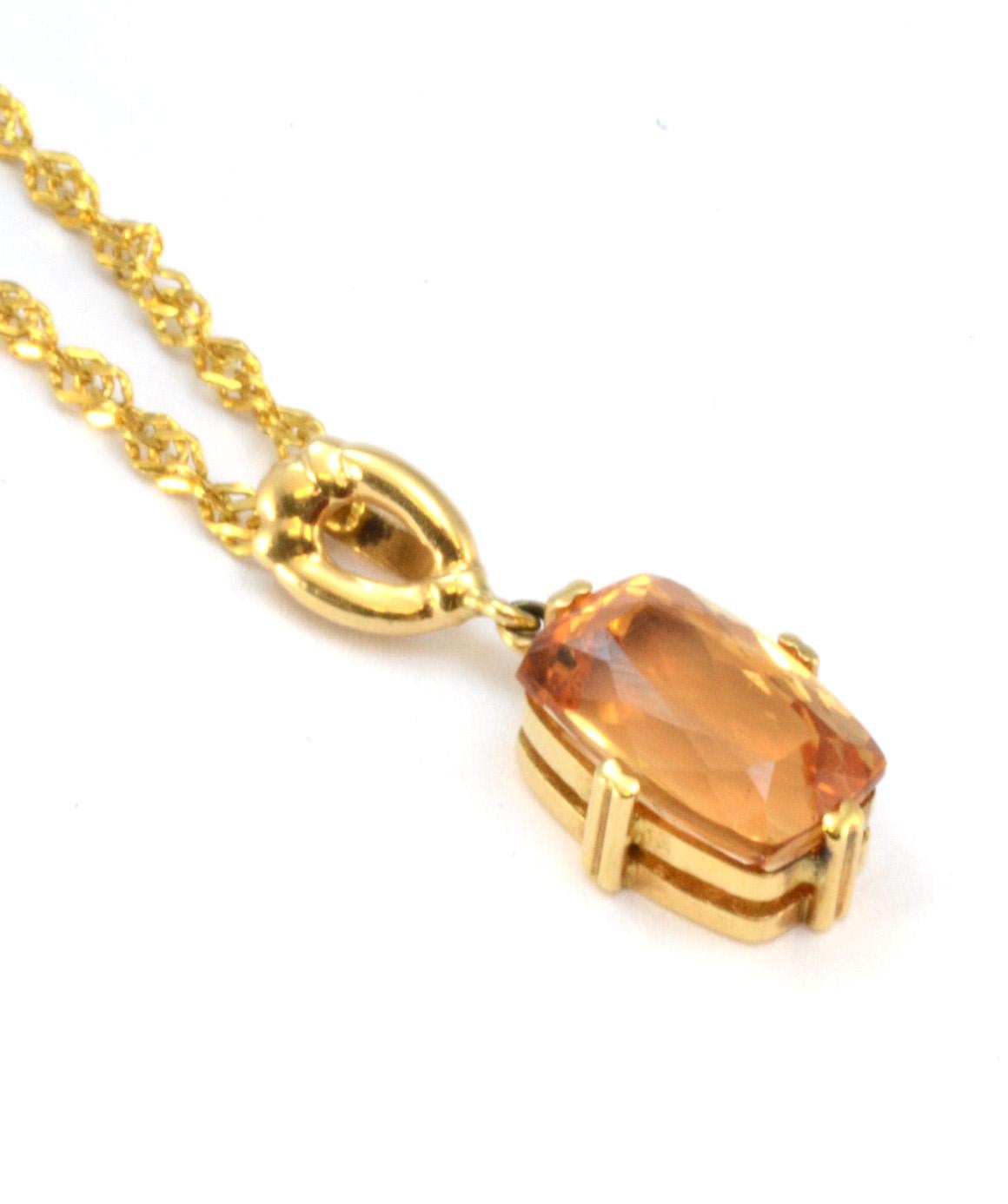 Solid 14 Karat Yellow Gold Imperial Topaz Necklace 2