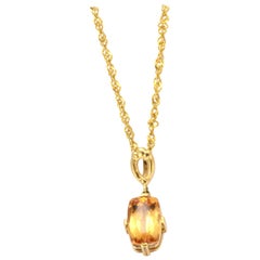 Solid 14 Karat Yellow Gold Imperial Topaz Necklace