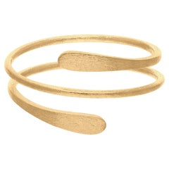 Solid 14 Karat Yellow Gold Matte Finish Spiral Ring Handmade Simple Fine Jewelry