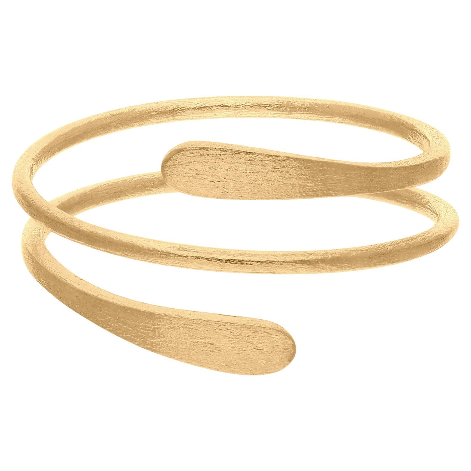 Solid 14 Karat Yellow Gold Matte Finish Spiral Ring Handmade Simple Fine Jewelry