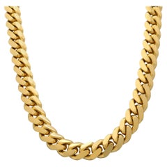 Solid 14 Karat Yellow Gold Miami Cuban Link Chain Necklace
