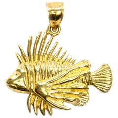 Solid 14 Karat Yellow Gold Tropical Fish Pendant/ Charm 4.2 Grams