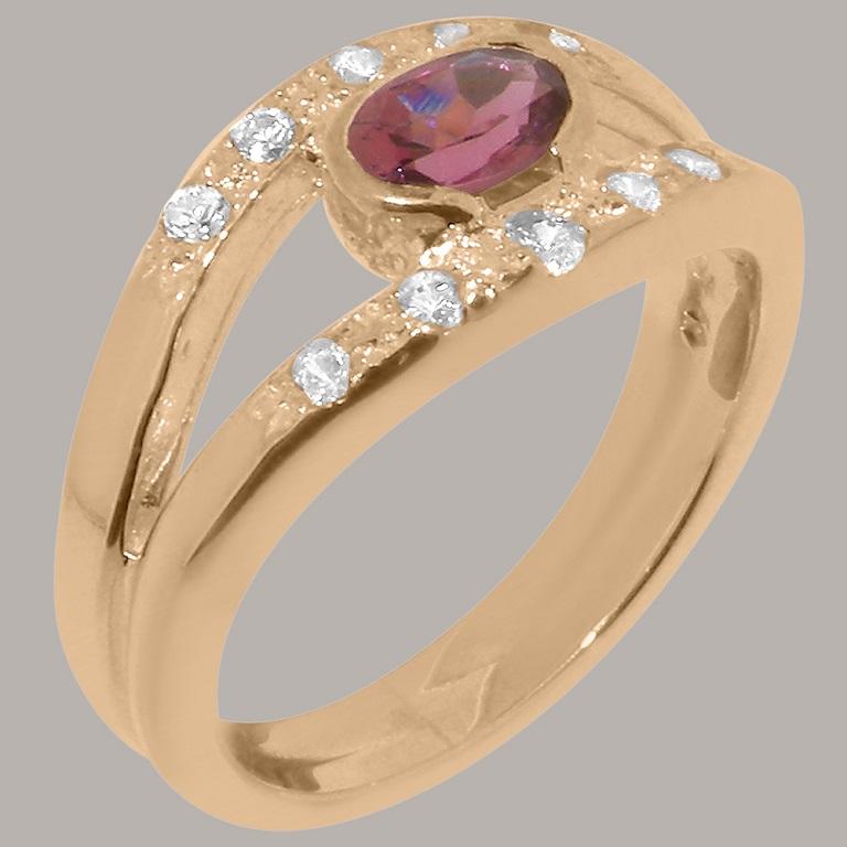 For Sale:  Solid 14ct Rose Gold Natural Pink Tourmaline & Diamond Band Ring, Customizable 2