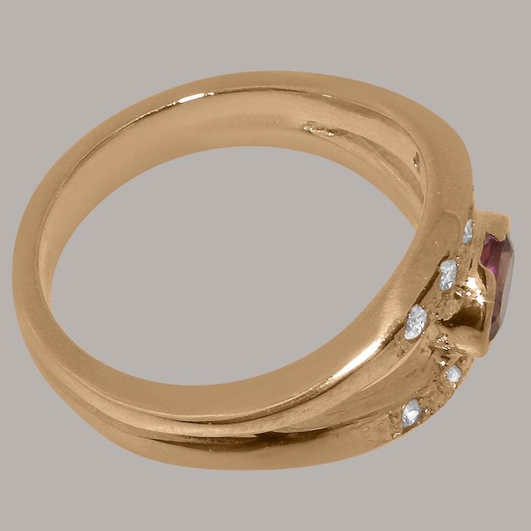 For Sale:  Solid 14ct Rose Gold Natural Pink Tourmaline & Diamond Band Ring, Customizable 5