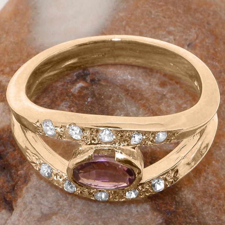 For Sale:  Solid 14ct Rose Gold Natural Pink Tourmaline & Diamond Band Ring, Customizable 7
