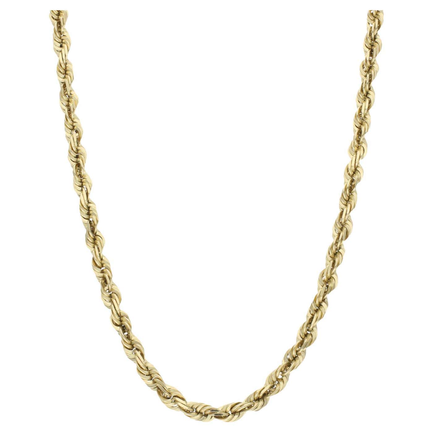 Solid 14ct Yellow Gold 26Inch Rope Chain 59.60g For Sale at 1stDibs