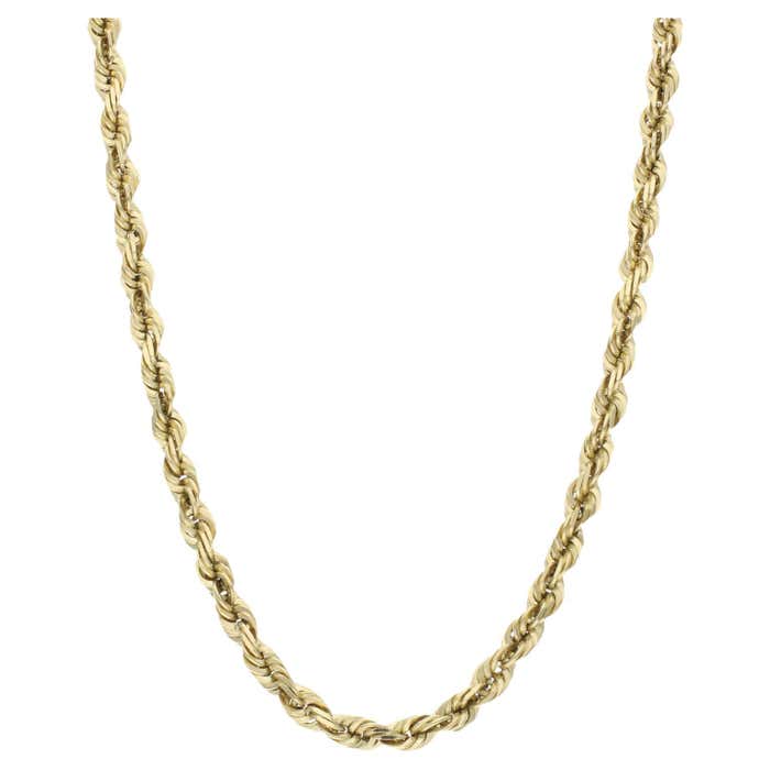 Solid 14ct Yellow Gold 26Inch Rope Chain 59.60g For Sale at 1stDibs