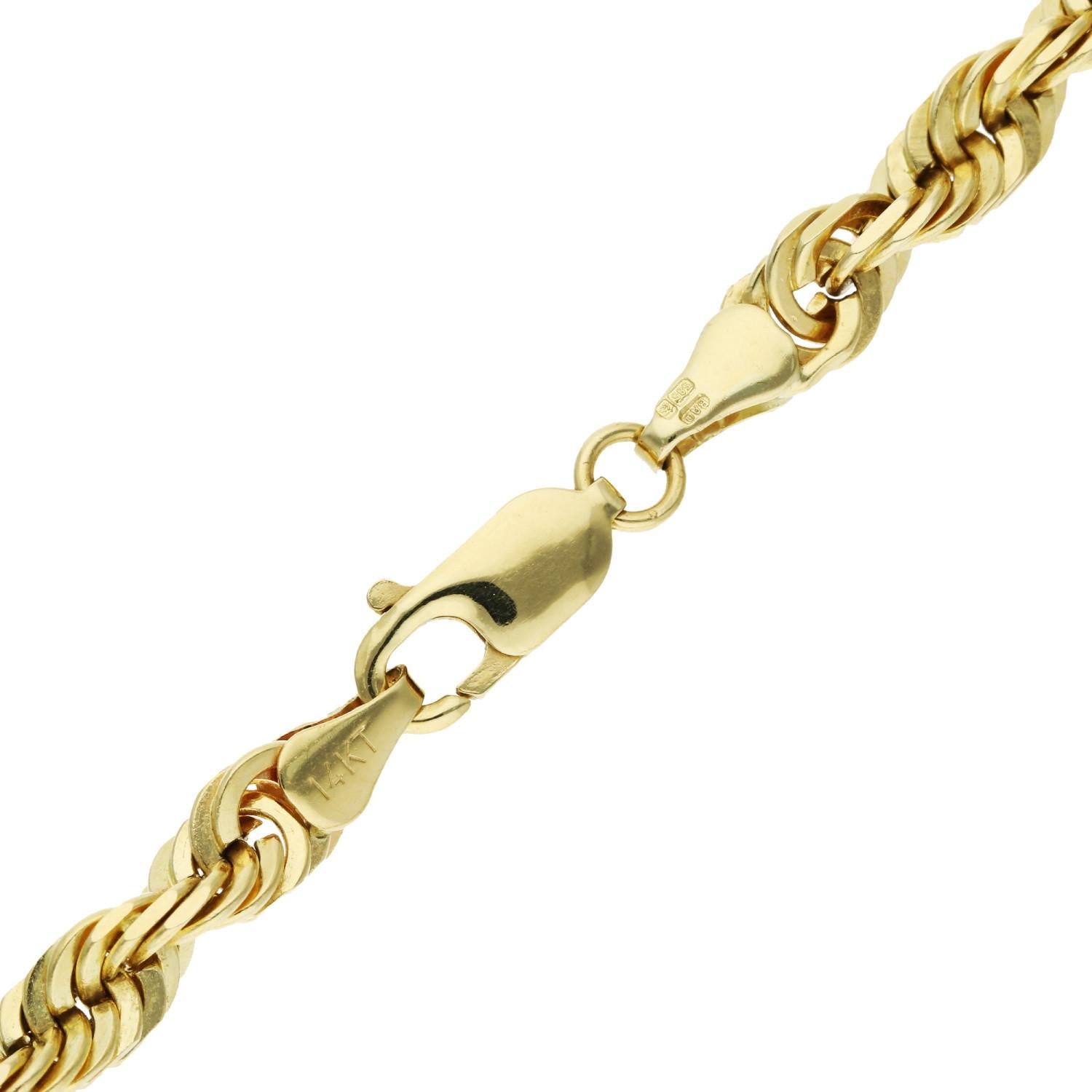 Solid 14ct Yellow Gold 30 inch Rope Chain - 64 Grams In Good Condition For Sale In Birmingham, GB