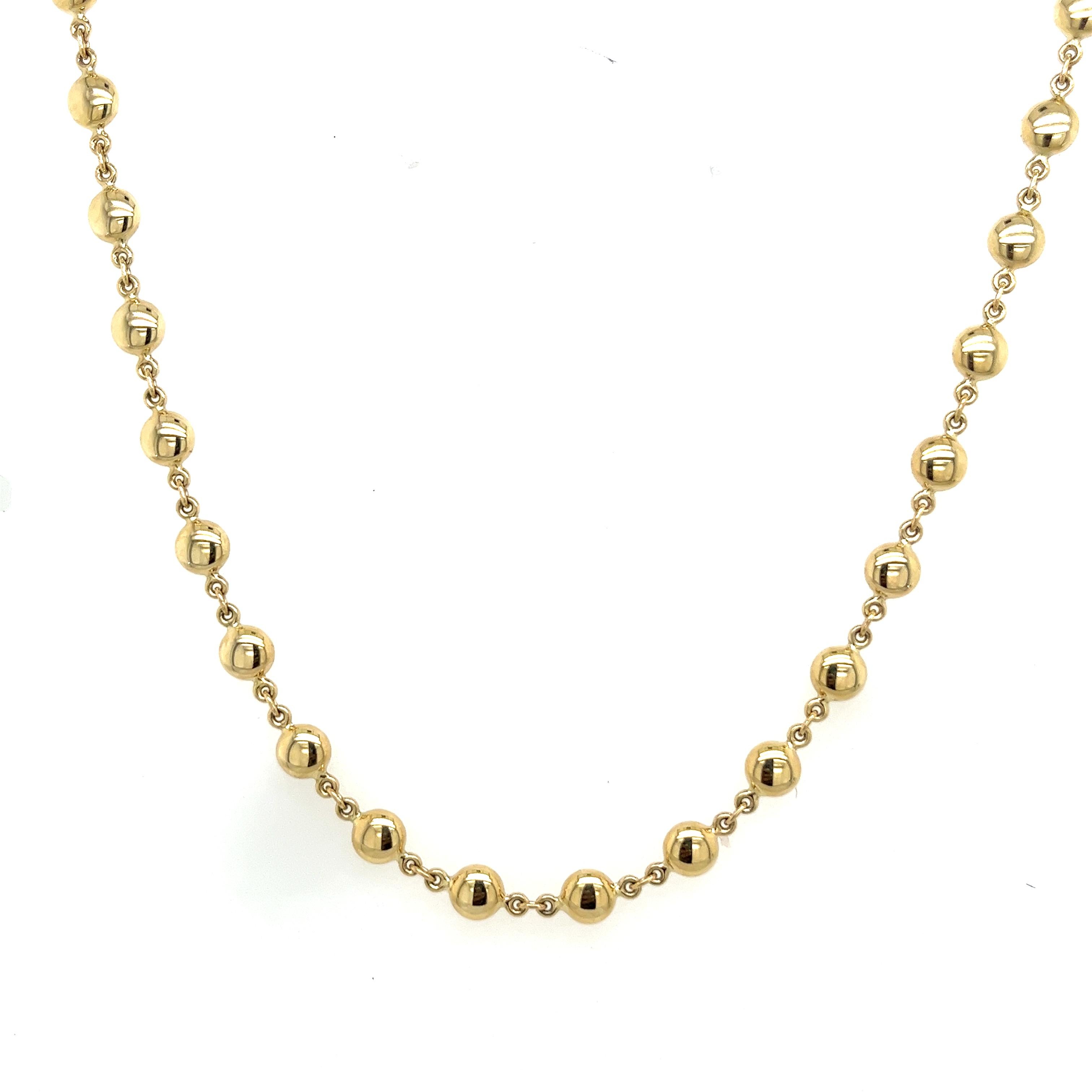 Women's Solid 14ct Yellow Gold Italian Ball Bead Chain Classic Necklace 18