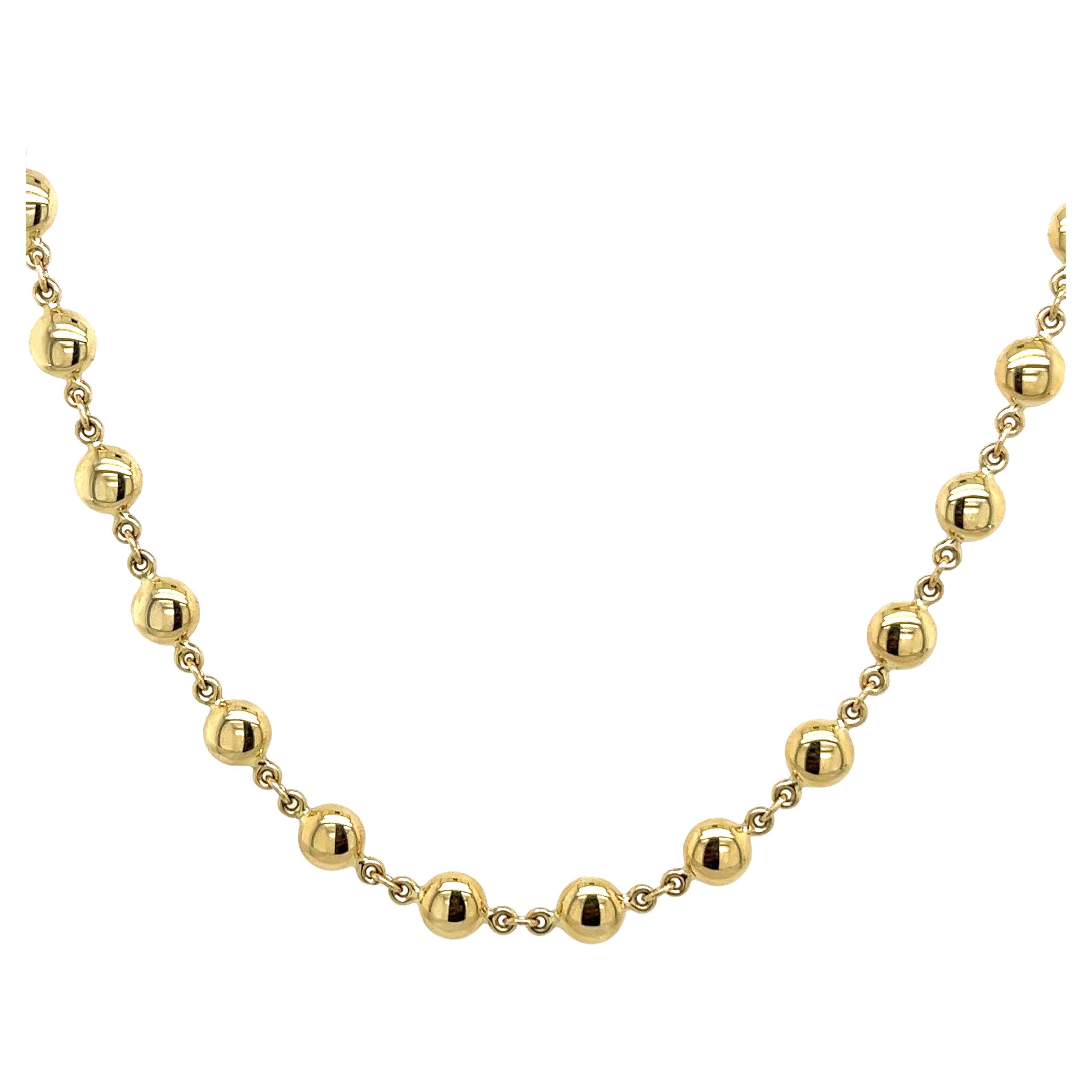 Solid 14ct Yellow Gold Italian Ball Bead Chain Classic Necklace 18" inches