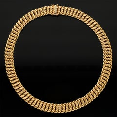 Solid 14K 585 Gold Knitted Vintage Collar Necklace, Thick Fancy Link Chain, 57G