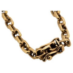 Solid 14K Gold Chunky Link Biker Chain Bracelet 8" Nice Box Clasp 9.68g V1196
