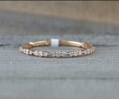 Solid 14k Gold Diamond Eternity Band Wedding Ring Gold Anniversary Jewelry Gift.