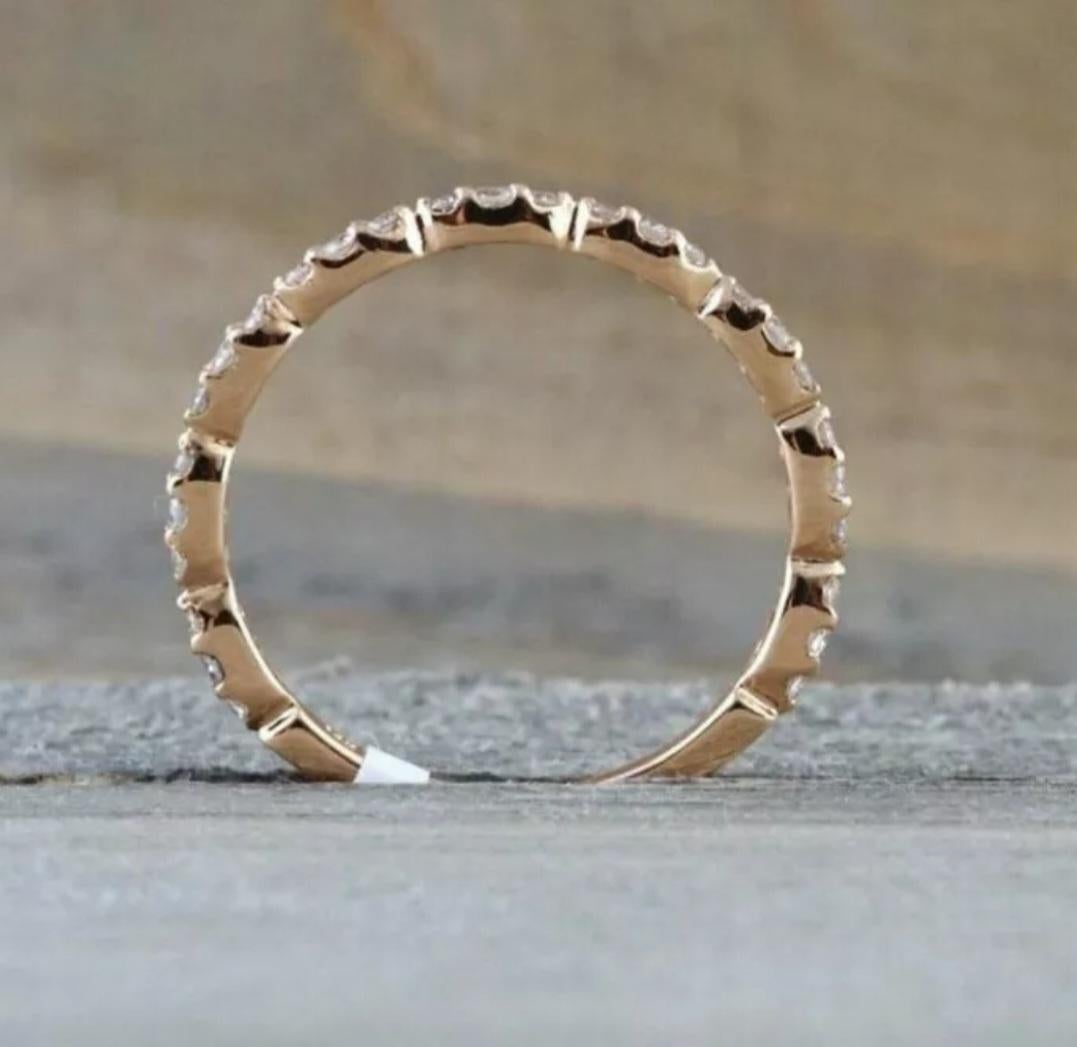 Anello nuziale in oro massiccio 14k con diamante per l'eternità Anello d'oro per l'anniversario Regalo di gioielli. in vendita 1