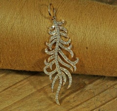 Solid 14k Gold Diamond Leaf Pendant Jewelry