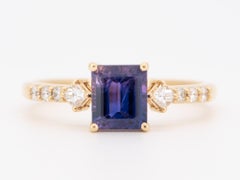 Solid 14K Gold Engagement Ring with 1.32ct Bi-Color Blue Purple Sapphire R6816
