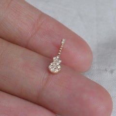 Solid 14k Gold Guitar Charm Natural Pave Diamond Minimalist Pendant Jewelry