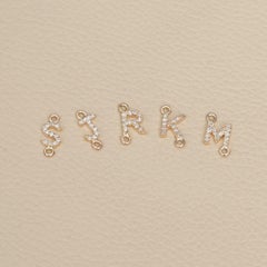 Solid 14k Gold Natural Diamond Initial Finding A to Z Letter Jewelry Connector