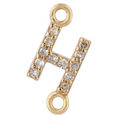 Solid 14k Gold Natural Diamond Initial Finding A to Z Letter Jewelry Connector