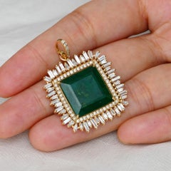 Anhänger aus massivem 14-karätigem Gold mit natürlichem Smaragd und echtem Diamanten – edler Schmuck
