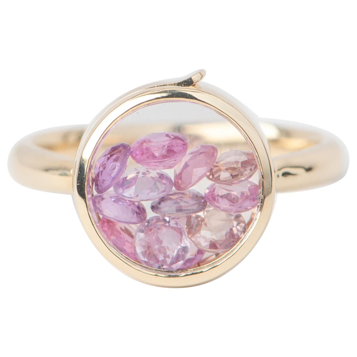 Solide 14K Gold Shaker Medaillon Ring mit Clicker Tab Öffnung Keepsake Edelstein Geburtstag