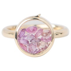 Solid 14K Gold Shaker Locket Ring with Clicker Tab Opening Keepsake Gem Birthday