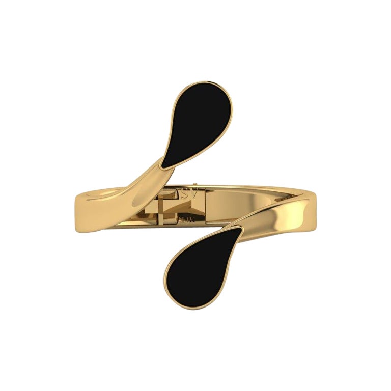 Solid 14k Mirrored Gold 
Onyx Cuff For Sale
