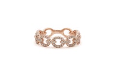 Solid 14k Rose Gold & Diamond Ladies Paperclip Stacking Fashion Ring