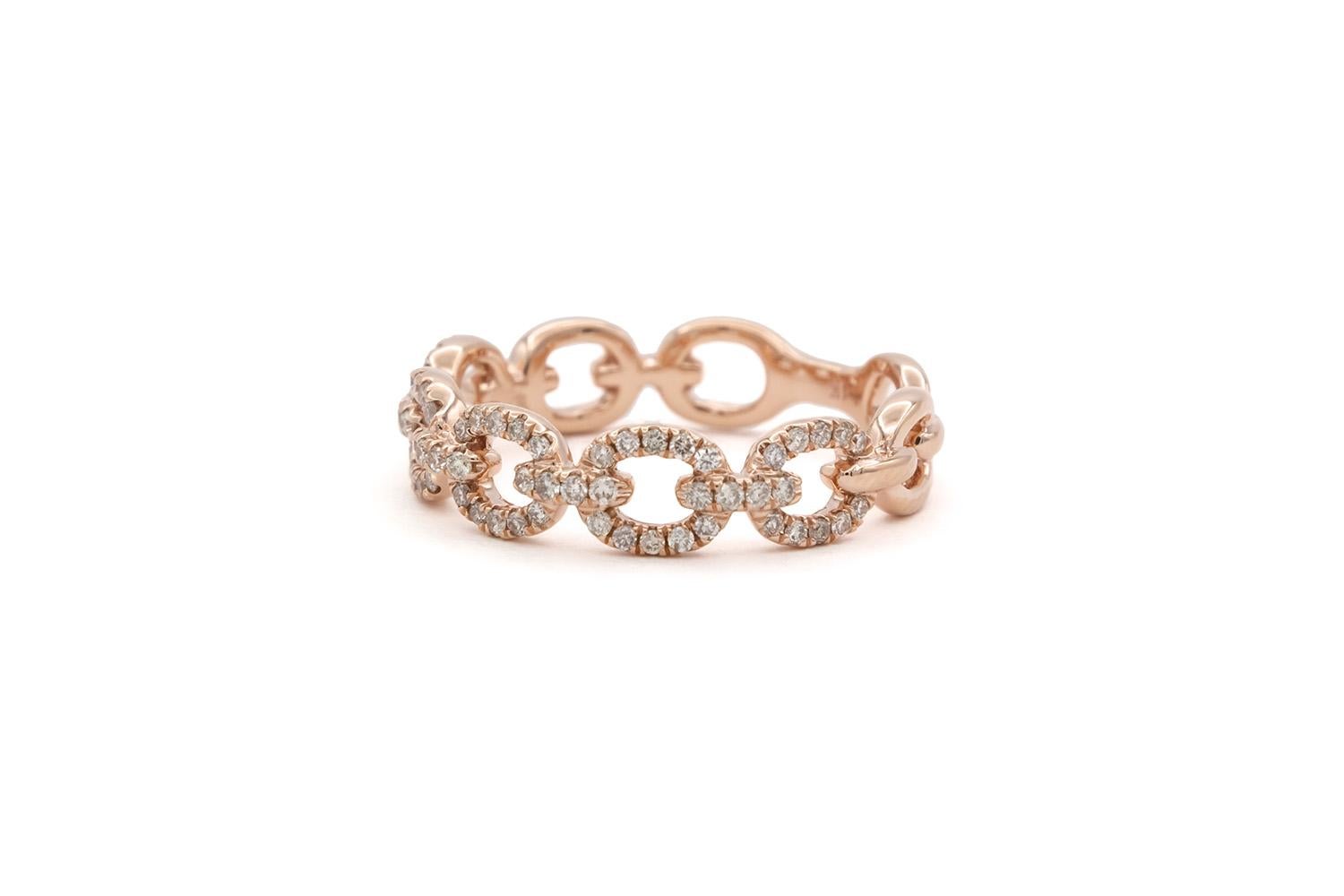 Solide 14k Rose Gold & Diamant Damen Büroklammer Stacking Mode Ring (Zeitgenössisch) im Angebot