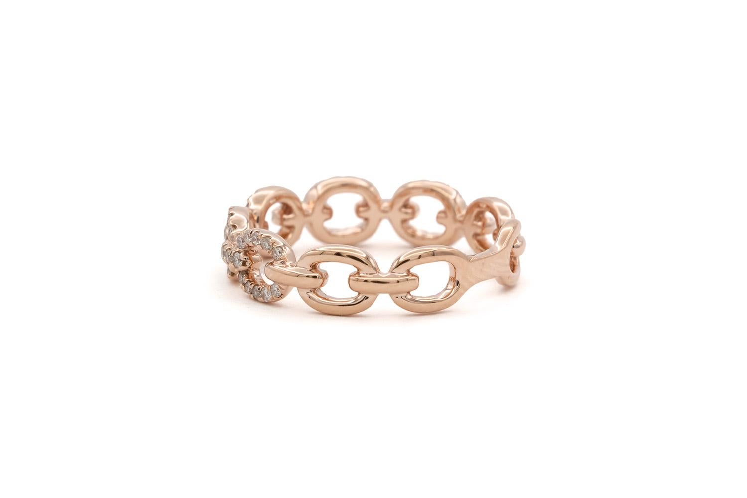 Solide 14k Rose Gold & Diamant Damen Büroklammer Stacking Mode Ring (Brillantschliff) im Angebot