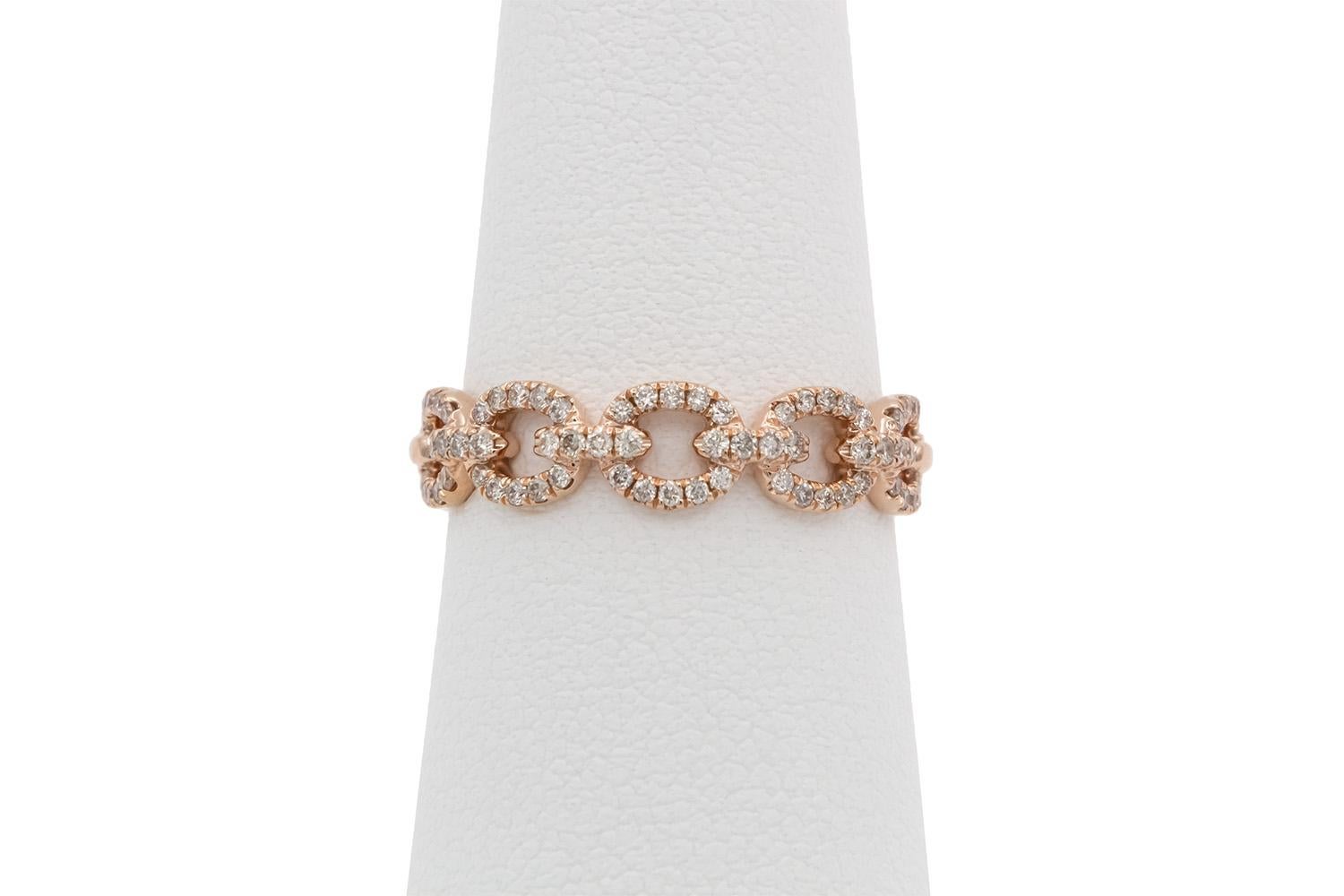Solide 14k Rose Gold & Diamant Damen Büroklammer Stacking Mode Ring im Angebot 1